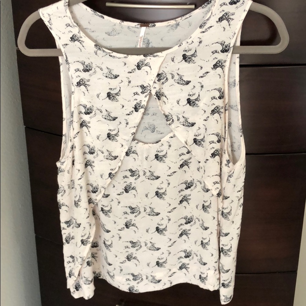 Free People Cream/Black Crossover Top